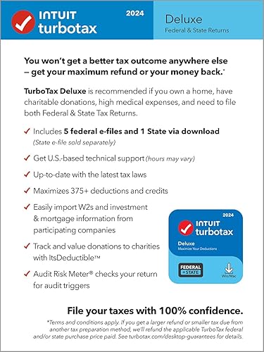 Maximize Your Refund with TurboTax Deluxe 2024 - Federal & State Taxes [Download PC/MAC] | AmazPromo