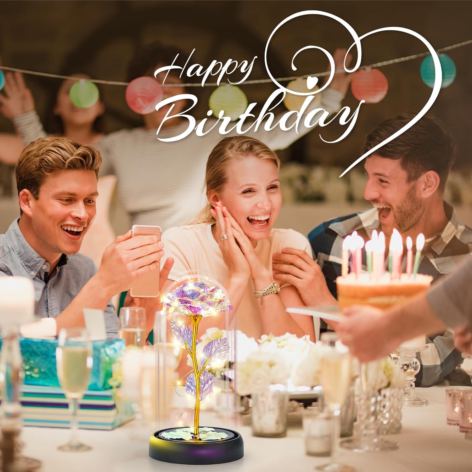 Norcalway Beauty and The Beast Galaxy Rose – LED Light-Up Eternal Flower with Timer – Romantic Valen | AmazPromo