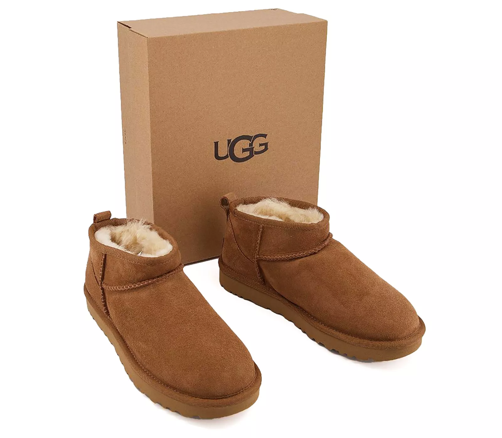 Brand New UGG Classic Ultra Mini Boots – Chestnut (1116109) Women’s 100% Authentic, Sheepskin Lining | AmazPromo