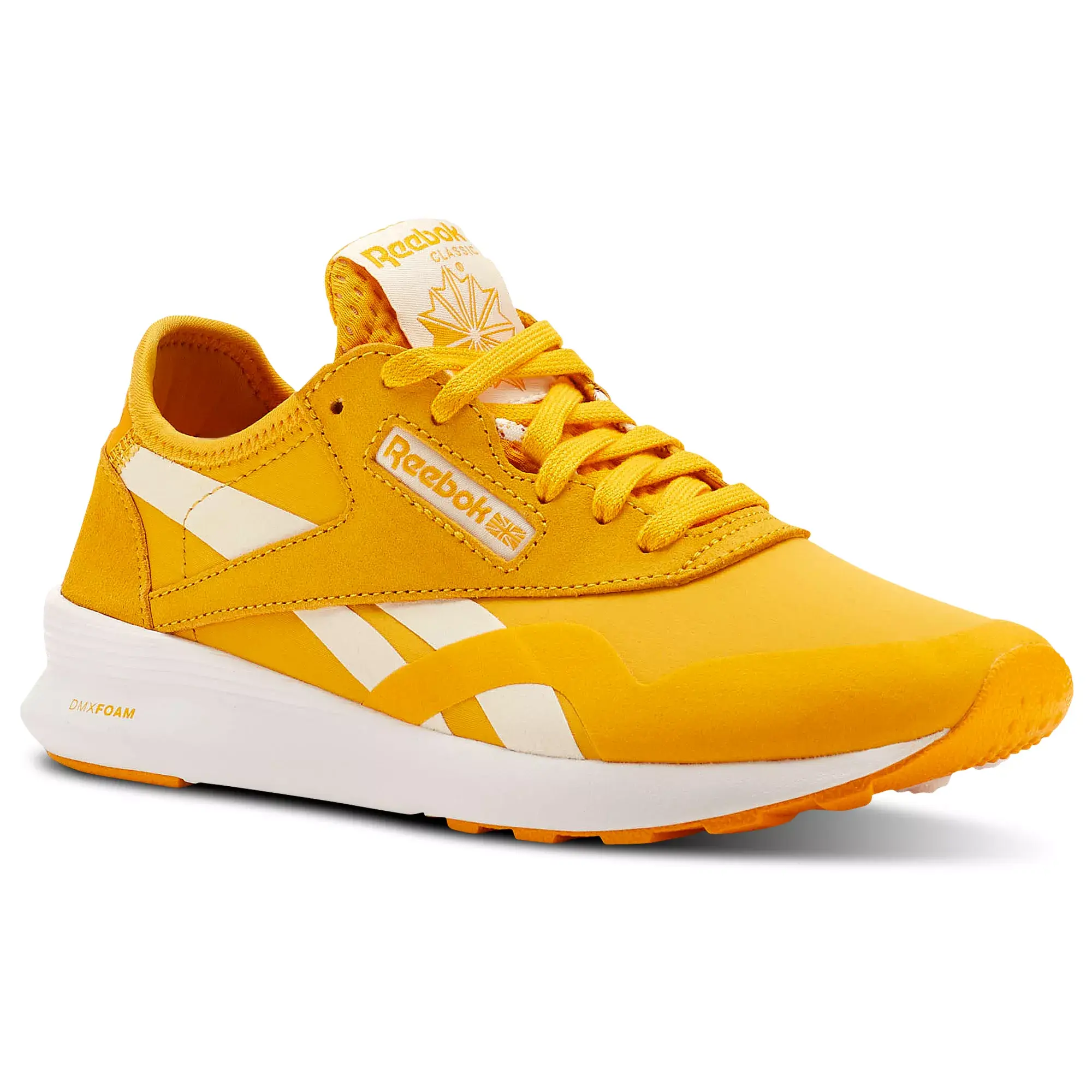 Reebok Classic Nylon Women’s Sneakers – Fierce Gold/White/Red, Lightweight & Stylish Athletic Shoes | AmazPromo