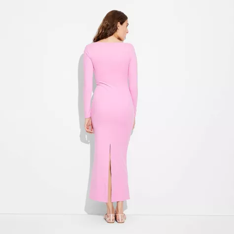 Women's Long Sleeve Bodycon Maxi Dress – ButterBliss by Wild Fable™ | Solid Color with Back Slit | AmazPromo