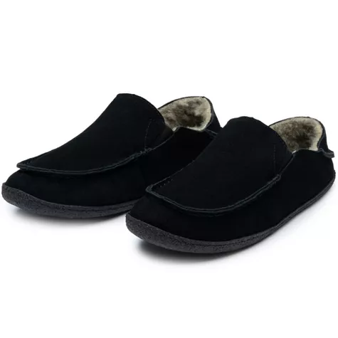 Alpine Swiss Men's Suede Moccasin Slippers – Faux Fur Lined, Cozy Indoor House Shoes extra image