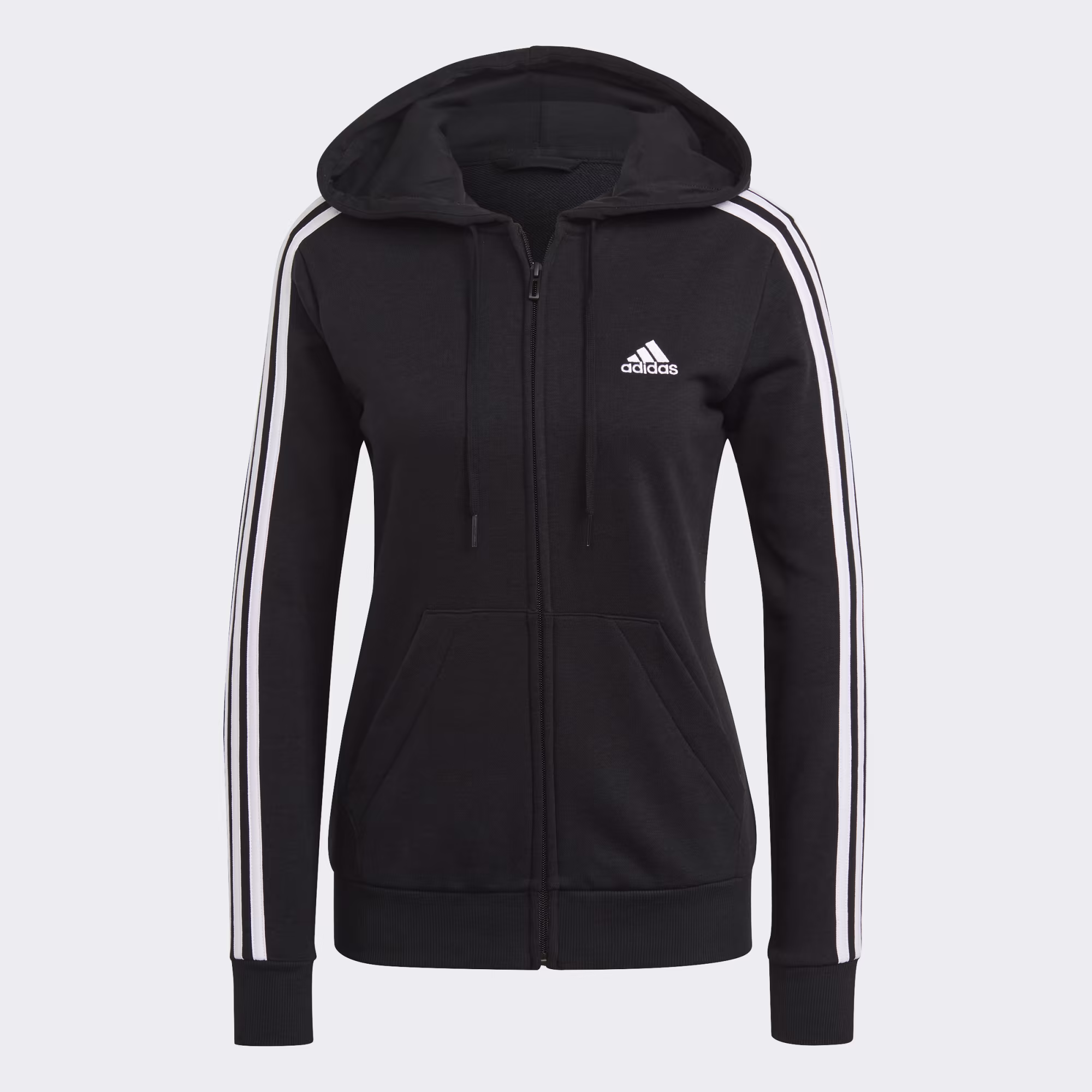 Adidas Essentials 3-Stripes Full-Zip Hoodie – Soft French Terry Sweatshirt for Post-Workout Comfort | AmazPromo