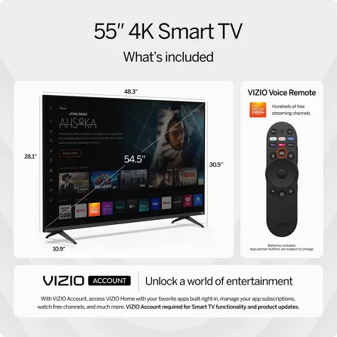 VIZIO 55” 4K UHD Smart TV with Dolby Vision HDR & WiFi 6 – V4K55M-08 | Ultra HD Home Entertainment | AmazPromo