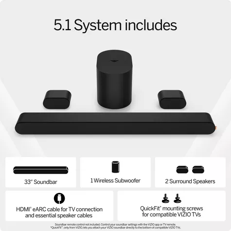 VIZIO 5.1 Home Theater Soundbar with Dolby Atmos & Wireless Subwoofer | Surround Sound System | AmazPromo