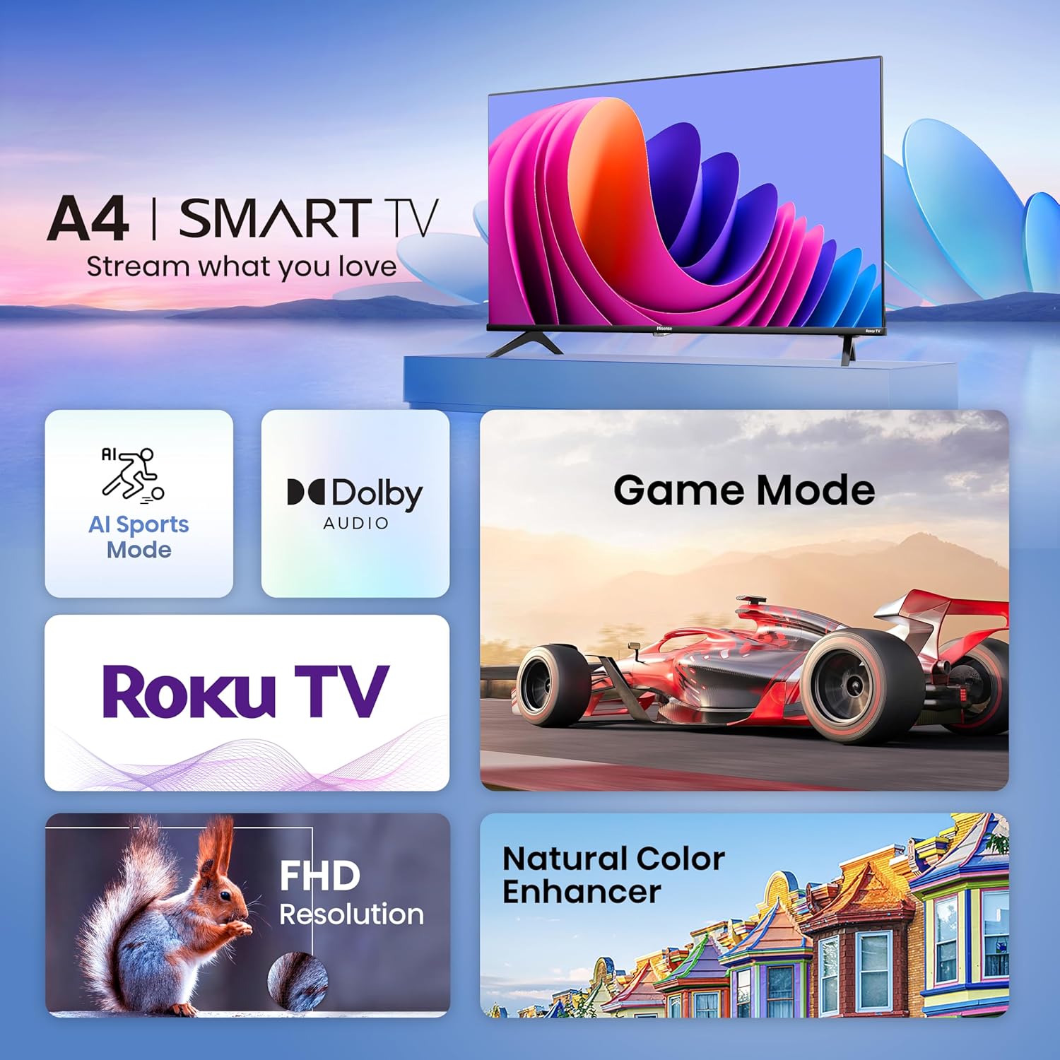 Hisense 40-Inch A4 Series FHD Smart Roku TV (2024) – Alexa & Google Assistant, Dolby Audio, Slim Bez | AmazPromo