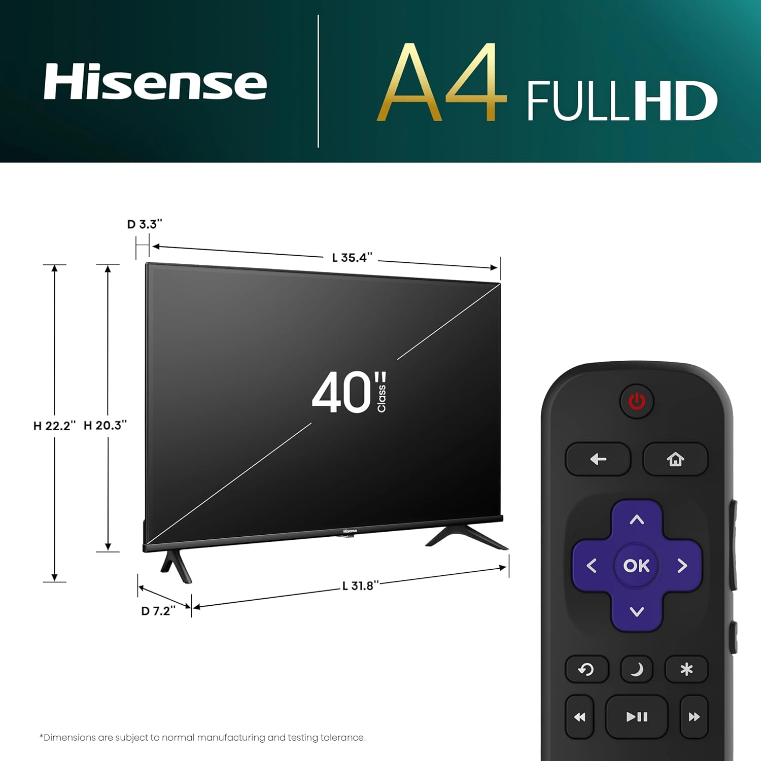 Hisense 40-Inch A4 Series FHD Smart Roku TV (2024) – Alexa & Google Assistant, Dolby Audio, Slim Bez extra image