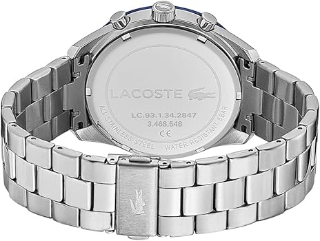 Lacoste Men's Boston Chronograph Watch – Quartz Movement, 42mm Blue Sunray Dial, Stainless Steel Bra | AmazPromo