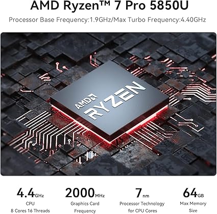 Beelink SER5 Pro Mini PC – AMD Ryzen 7 5850U, 16GB DDR4 RAM, 500GB NVMe SSD, 4K@60Hz Triple Display, | AmazPromo