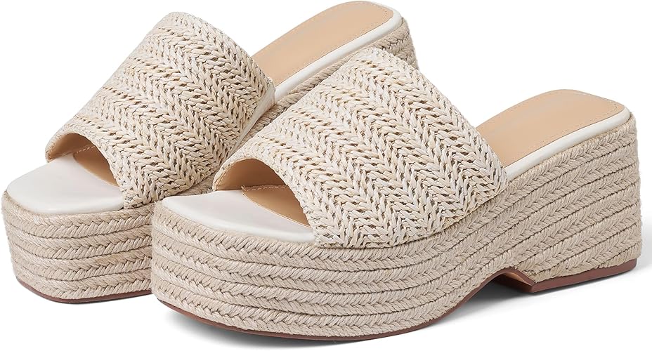Women's Platform Espadrille Sandals – Slip-On Wedge Slides for Summer Beach & Casual Wear | AmazPromo