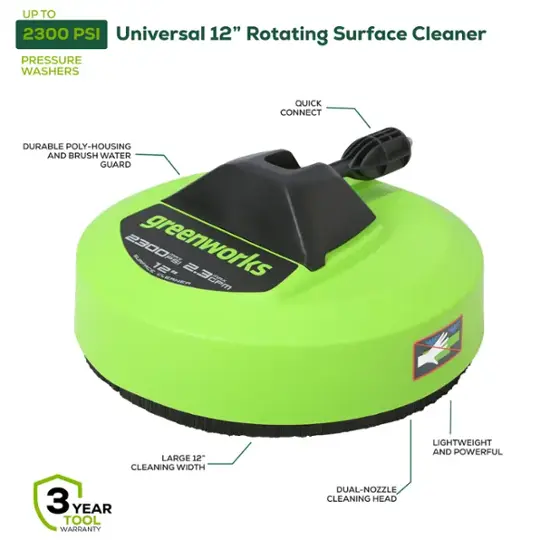 Greenworks 12” Pressure Washer Surface Cleaner – Rotating Dual Nozzle, Quick-Connect, 2300 PSI extra image