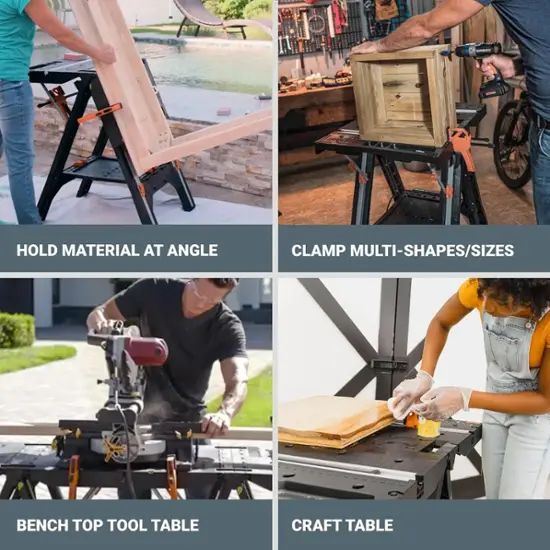 WORX Pegasus 2-in-1 Folding Work Table & Heavy-Duty Sawhorse – Portable, Sturdy & Lightweight | AmazPromo