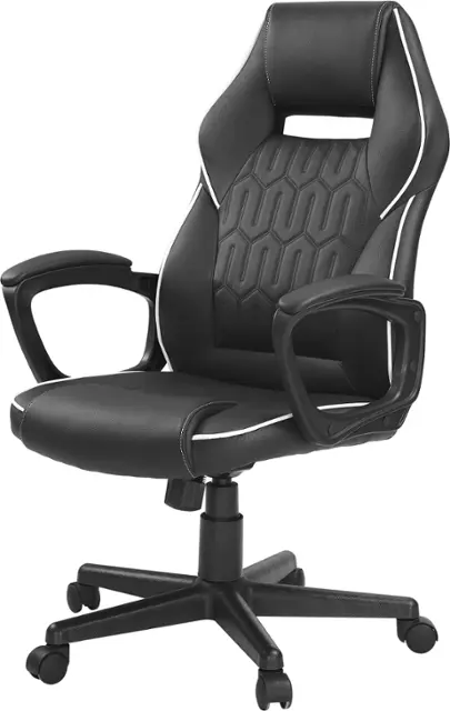 Insignia™ Ergonomic PC Gaming Chair – Adjustable Height, Swivel & Tilt, Lumbar Support – Black & Whi | AmazPromo