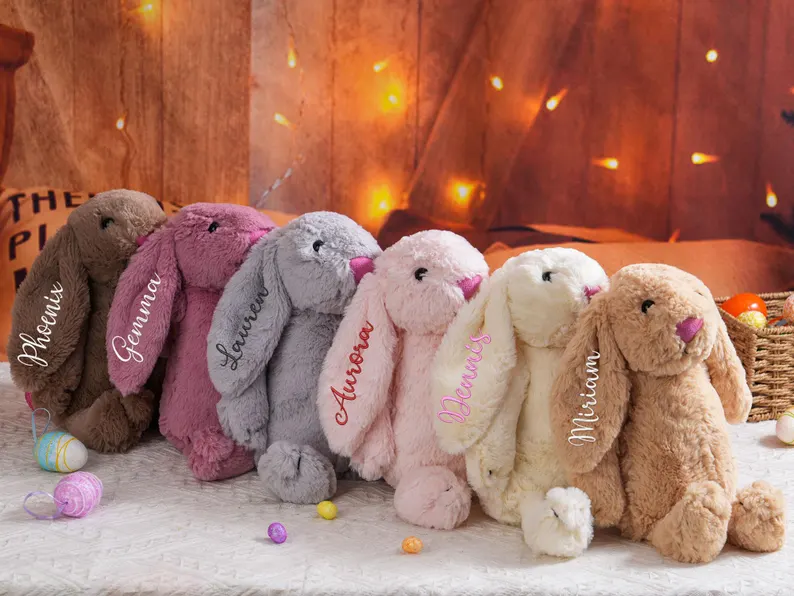 Personalized Plush Bunny – Embroidered Monogram Bunny, Soft Stuffed Rabbit, Newborn Gift, Custom Bab extra image