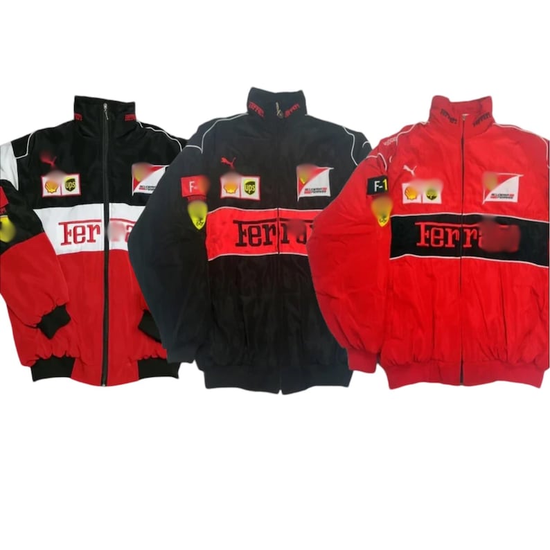 Limited Edition Ferrari F1 Racing Jacket – Vintage Streetwear | Fully Embroidered Y2K Formula 1 Bomb | AmazPromo