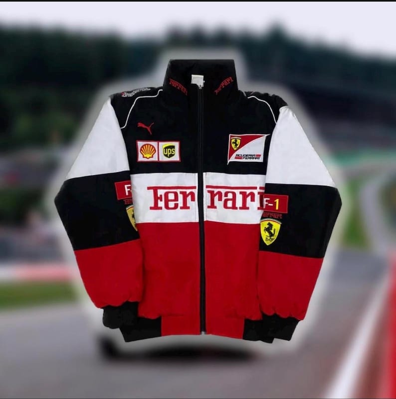 Limited Edition Ferrari F1 Racing Jacket – Vintage Streetwear | Fully Embroidered Y2K Formula 1 Bomb | AmazPromo