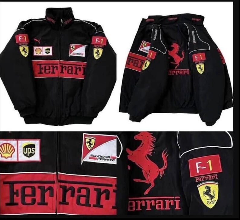 Limited Edition Ferrari F1 Racing Jacket – Vintage Streetwear | Fully Embroidered Y2K Formula 1 Bomb extra image