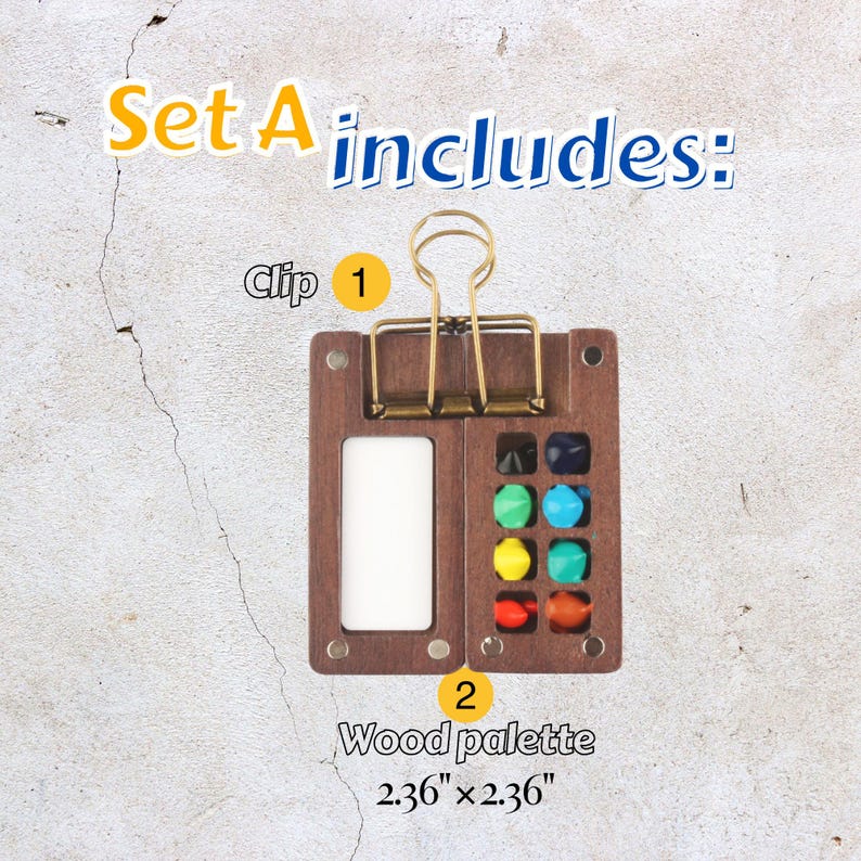 15-Color Walnut Watercolor Palette – Compact Folding Travel Paint Box | Magnetic Mini Palette extra image