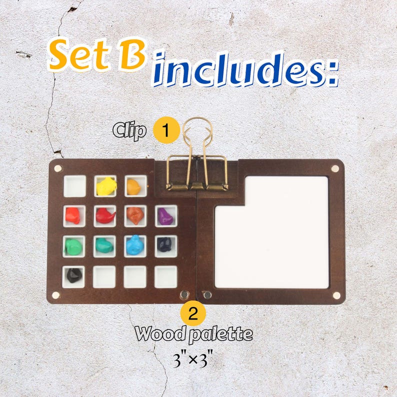 15-Color Walnut Watercolor Palette – Compact Folding Travel Paint Box | Magnetic Mini Palette | AmazPromo