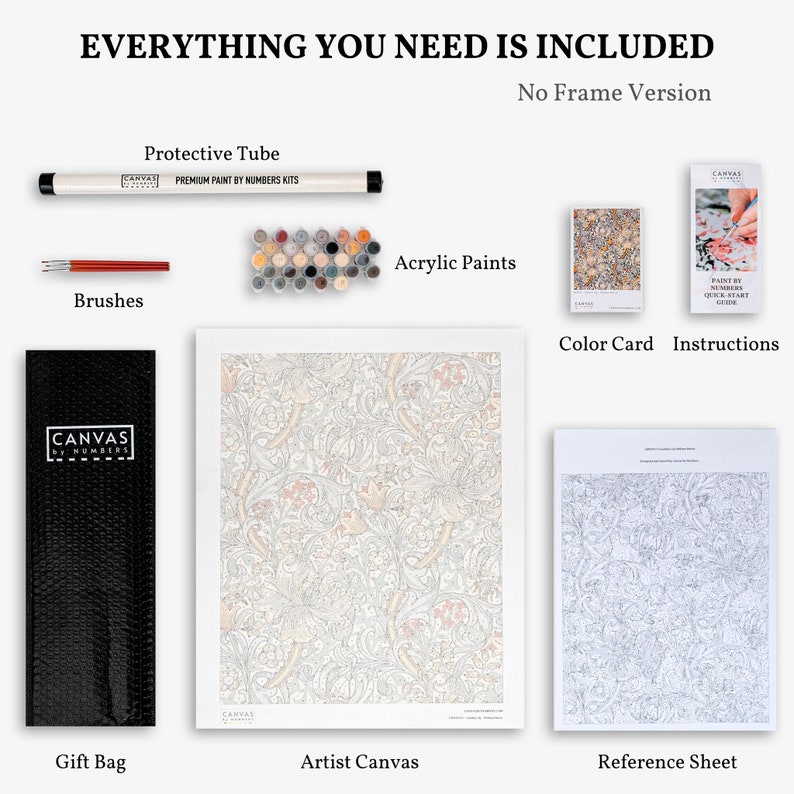 Luxury Paint by Numbers Kit – William Morris Golden Lily – Premium DIY Painting Set – Ships from USA | AmazPromo