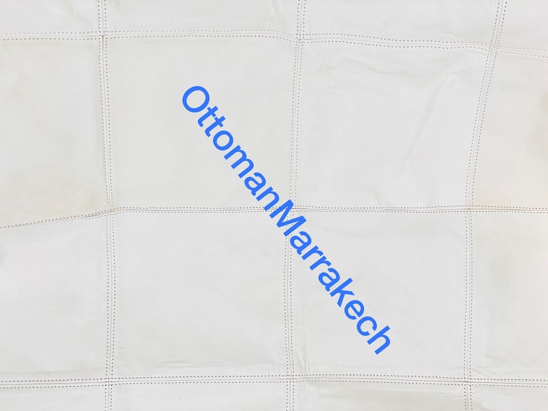 Handmade Moroccan Leather Square Pouf Ottoman – Unstuffed Tan Poufs, Artisan Leather Footstool extra image