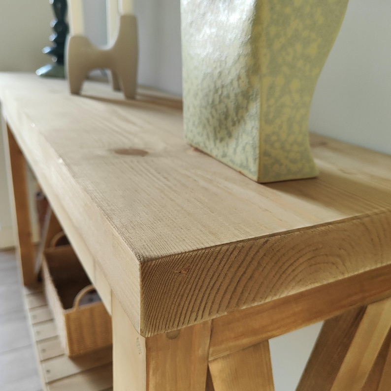 Handcrafted Rustic Console Table - Solid Wood Entryway Table with Storage | AmazPromo