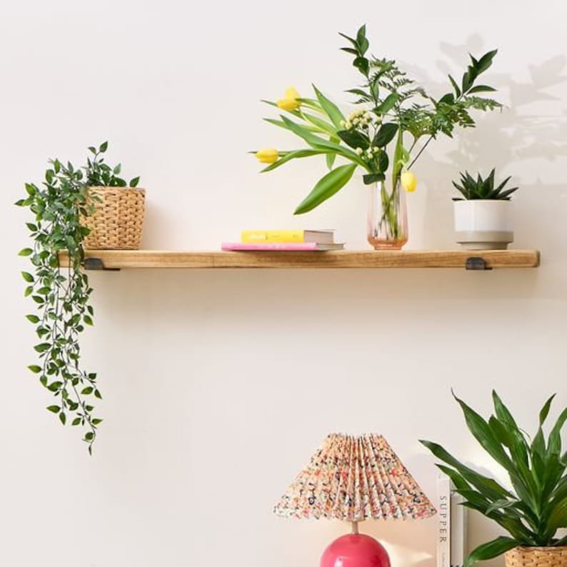 Rustic Reclaimed Wood Floating Shelf – Handmade, Solid Wooden Shelves with Optional Metal Brackets | AmazPromo