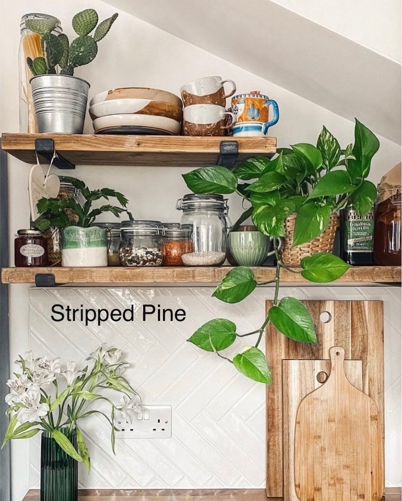 Rustic Reclaimed Wood Floating Shelf – Handmade, Solid Wooden Shelves with Optional Metal Brackets extra image