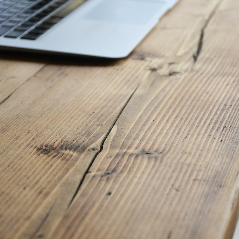 Rustic Reclaimed Wood Desk – Handmade Industrial Office Desk, Home Office Workspace, Custom Wooden | AmazPromo