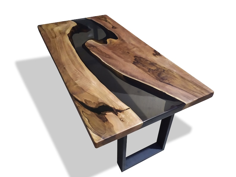 Luxury Live Edge Walnut Epoxy Coffee Table – Handmade Modern Resin River Table with Metal Legs extra image