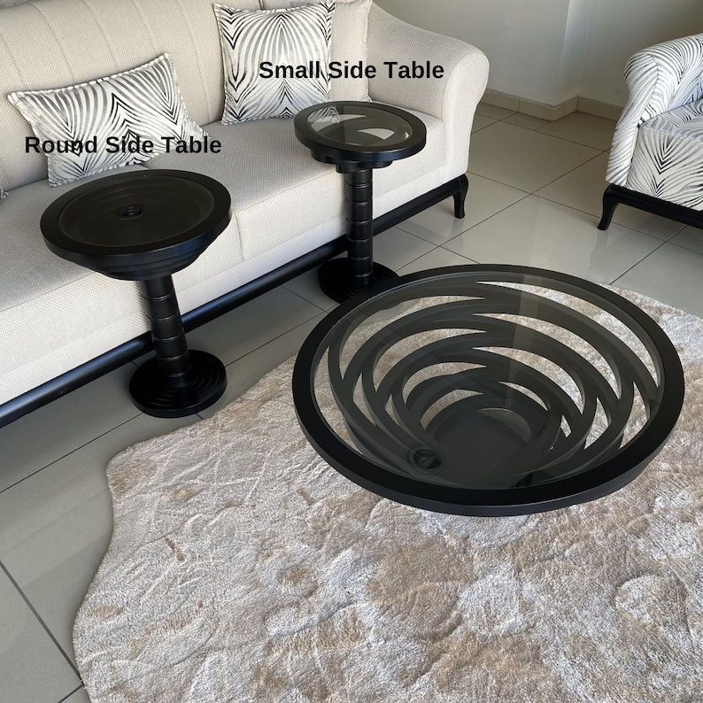 Luxury Walnut Coffee Table with Tempered Glass Top – Modern Oval Living Room Centerpiece extra image