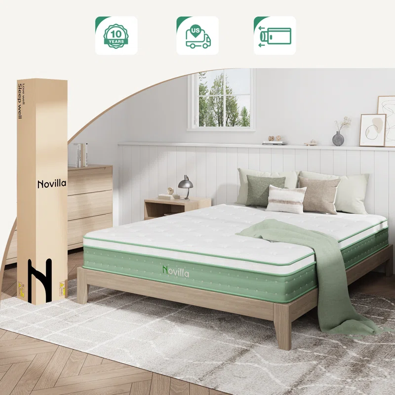 10” Hybrid Pocket Coil Mattress – Medium Firm, Gel Memory Foam & Pressure-Relief Springs, CertiPUR-U extra image