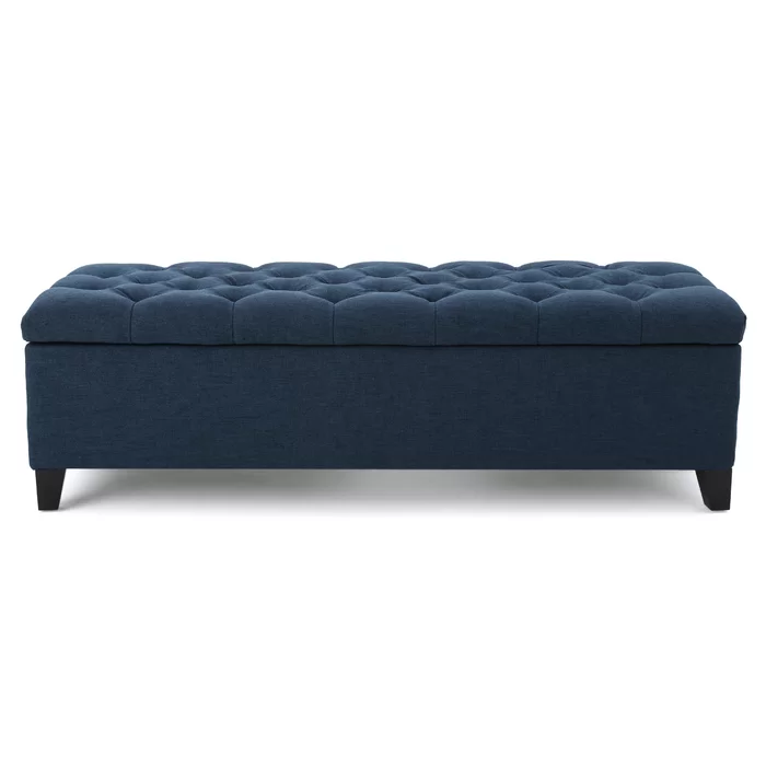 Elegant Button-Tufted Storage Ottoman Bench – Diamond Stitch, Hinged Lid & Versatile Seating | AmazPromo