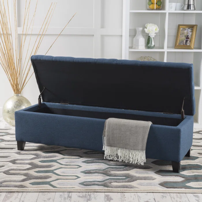 Elegant Button-Tufted Storage Ottoman Bench – Diamond Stitch, Hinged Lid & Versatile Seating | AmazPromo