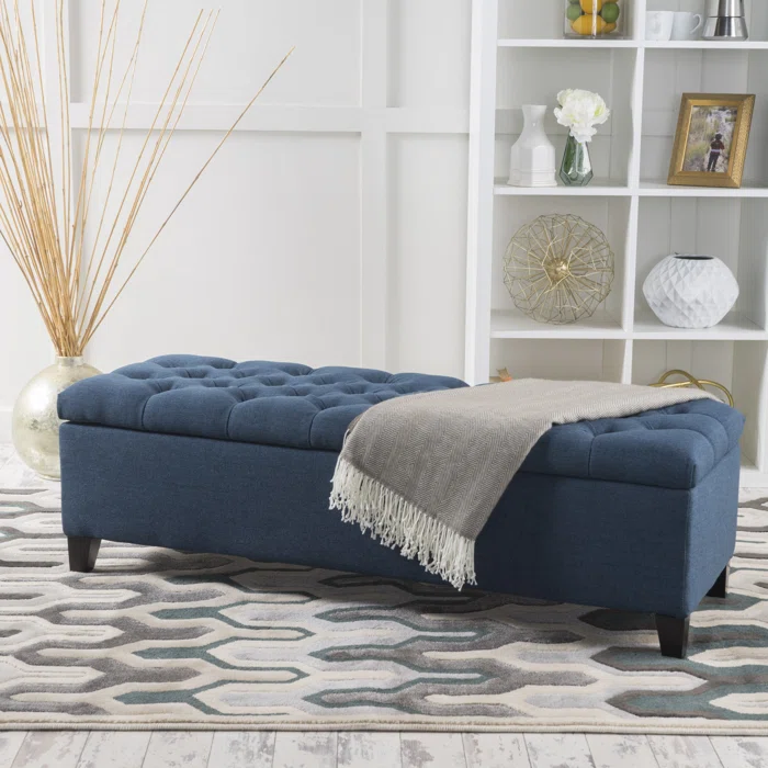 Elegant Button-Tufted Storage Ottoman Bench – Diamond Stitch, Hinged Lid & Versatile Seating extra image