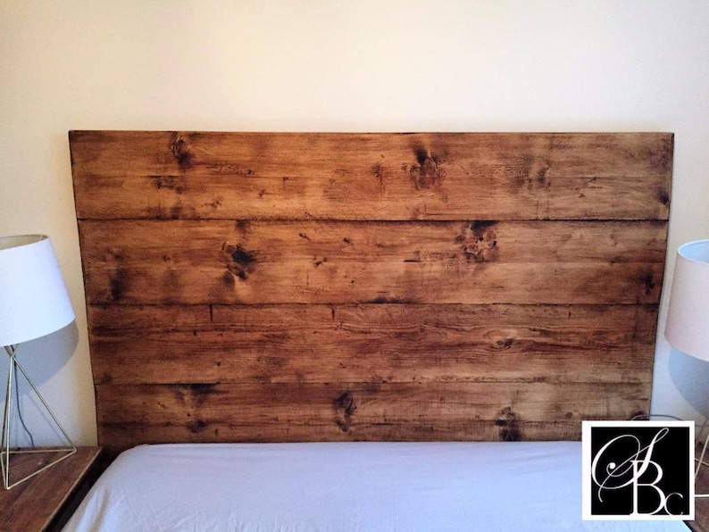 Handmade Reclaimed Wood Headboard – Rustic Solid Wood Plank Bed Headboard, Farmhouse Scandinavian | AmazPromo