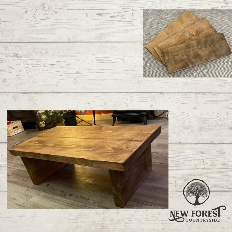 Rustic Live Edge Coffee Table – Handmade Solid Wood, Farmhouse Industrial Style, Custom Sizes, Pine | AmazPromo