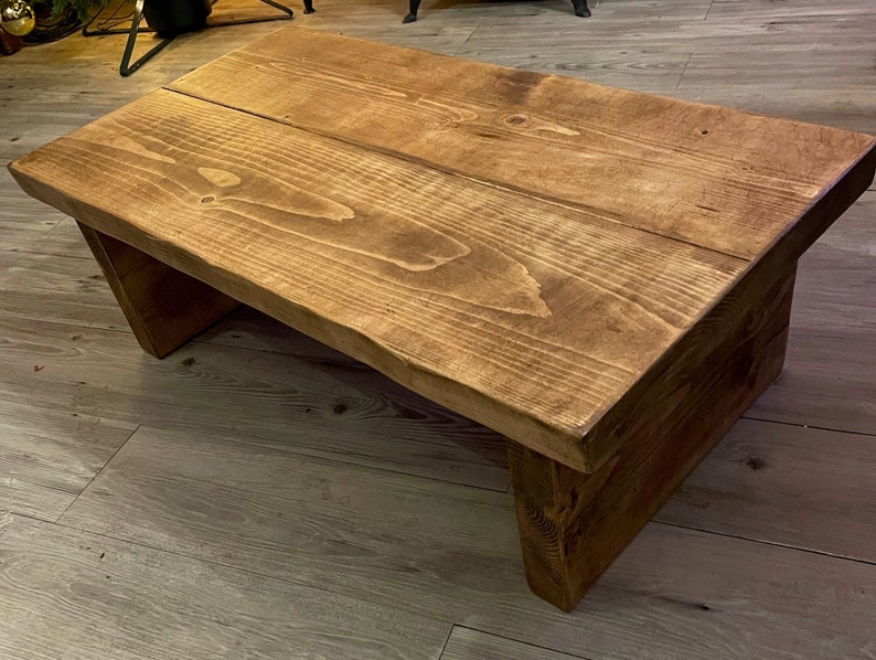 Rustic Live Edge Coffee Table – Handmade Solid Wood, Farmhouse Industrial Style, Custom Sizes, Pine extra image