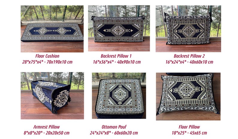Luxury Kilim Floor Sofa Set – Handmade Boho Majlis Seating, U-Shaped Sectional Floor Cushion extra image