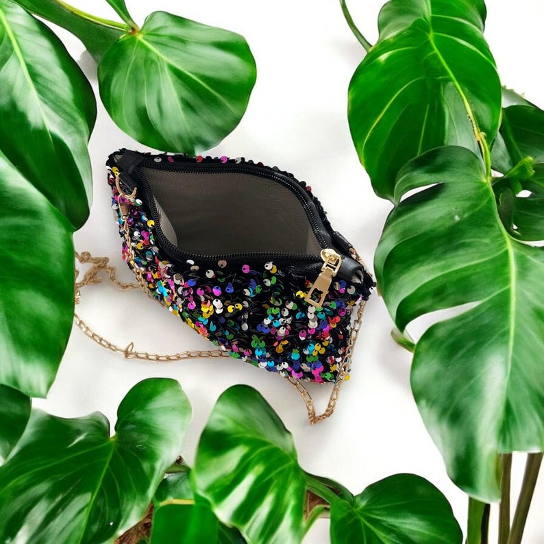 Sparkly Sequin Clutch Bag – Glitter Party Handbag for Women | Evening Crossbody Purse with Chain | | AmazPromo