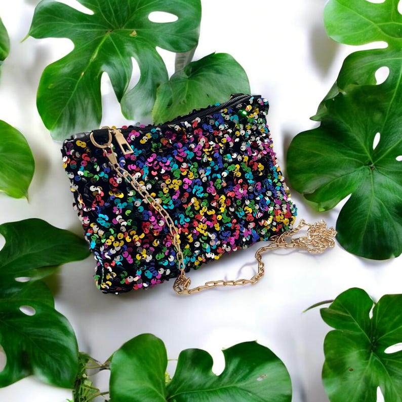 Sparkly Sequin Clutch Bag – Glitter Party Handbag for Women | Evening Crossbody Purse with Chain | extra image