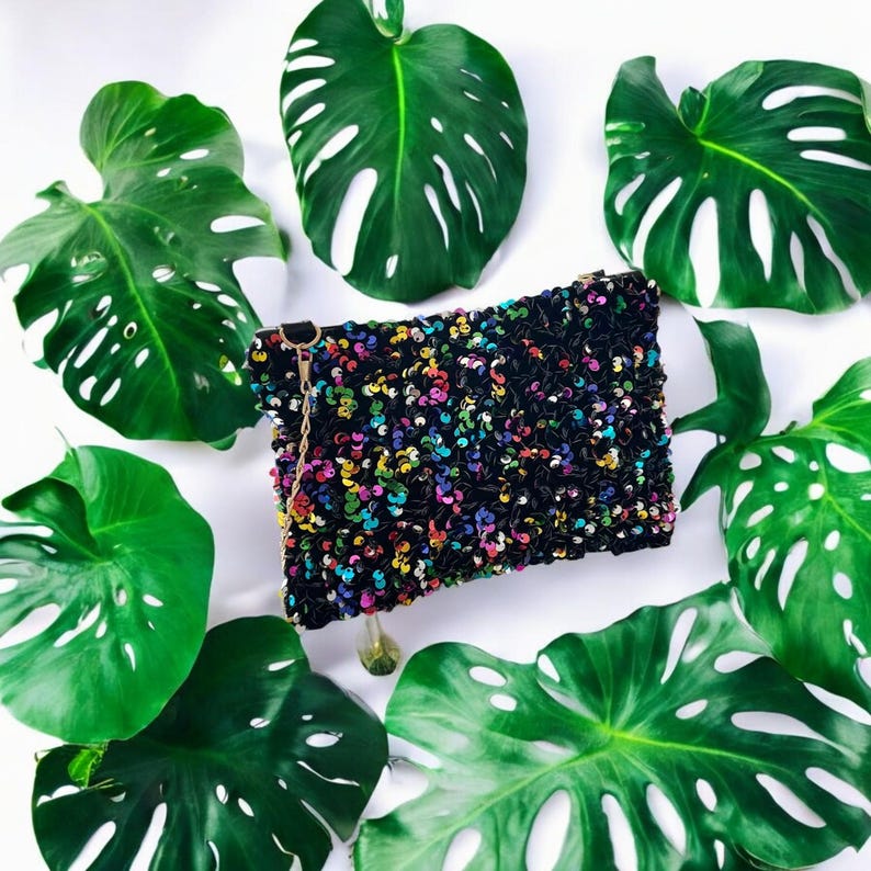 Sparkly Sequin Clutch Bag – Glitter Party Handbag for Women | Evening Crossbody Purse with Chain | extra image