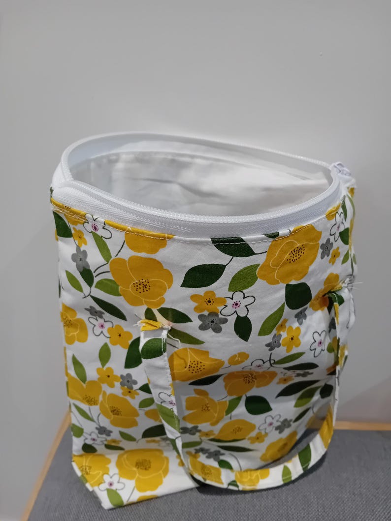 Floral Cotton Tote Bag with Zip | Handmade Canvas Shoulder Bag for Women | Stylish & Durable Shoppin | AmazPromo