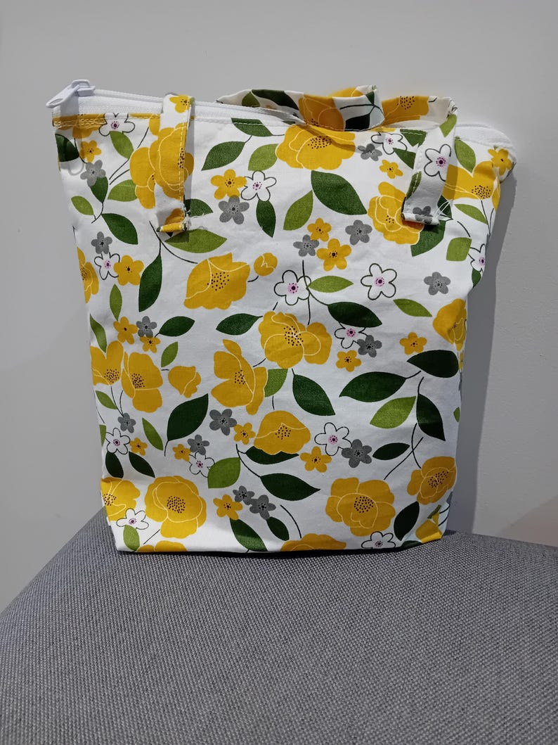 Floral Cotton Tote Bag with Zip | Handmade Canvas Shoulder Bag for Women | Stylish & Durable Shoppin extra image