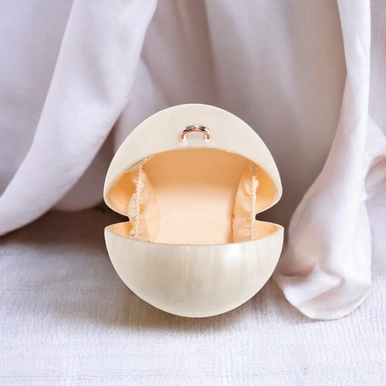 Luxury Pearl Egg Clutch | Elegant Wedding Purse with Beaded Strap | Designer Acrylic Evening Bag | | AmazPromo