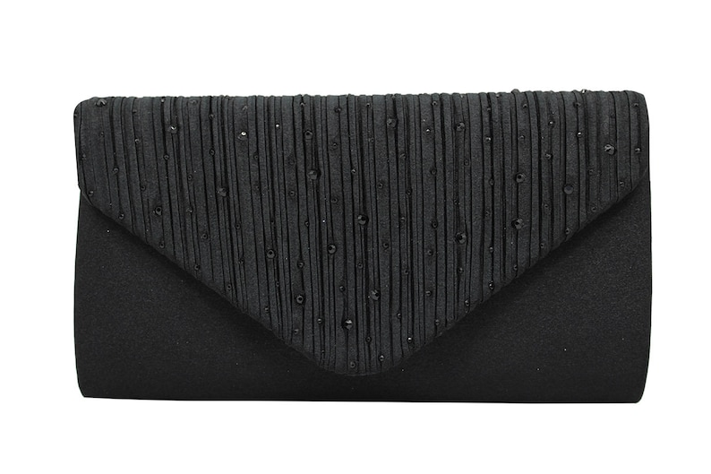 Elegant Diamante Satin Evening Clutch Bag with Detachable Gold Crossbody Strap - Bridesmaid Gift | AmazPromo