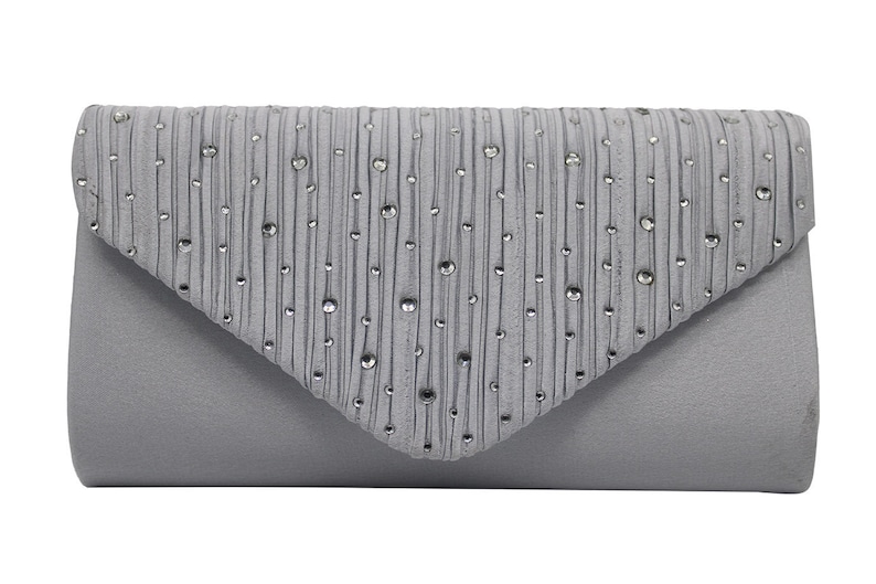 Elegant Diamante Satin Evening Clutch Bag with Detachable Gold Crossbody Strap - Bridesmaid Gift extra image