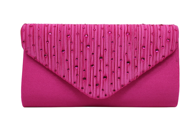 Elegant Diamante Satin Evening Clutch Bag with Detachable Gold Crossbody Strap - Bridesmaid Gift extra image