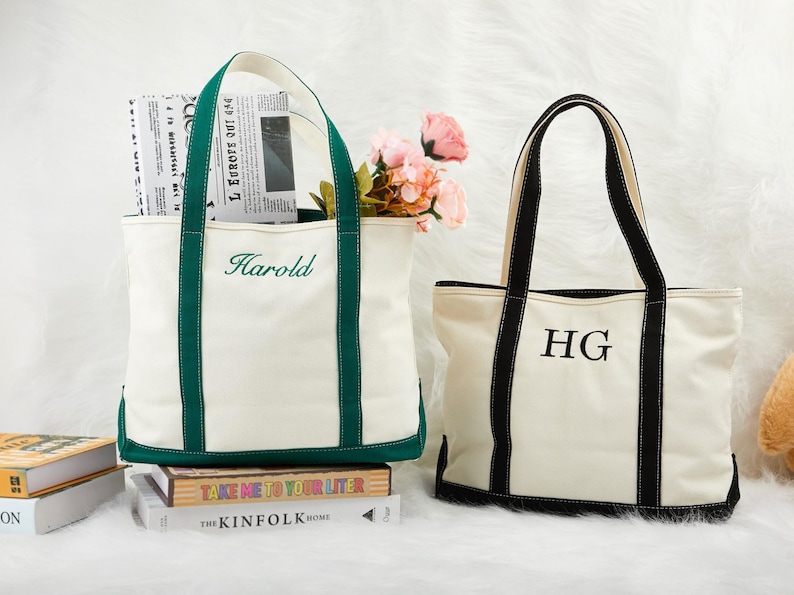 Personalized Canvas Tote Bag – Custom Embroidered Name Tote – Bridesmaid Gift Bag – | AmazPromo