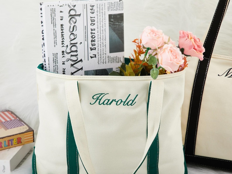 Personalized Canvas Tote Bag – Custom Embroidered Name Tote – Bridesmaid Gift Bag – | AmazPromo